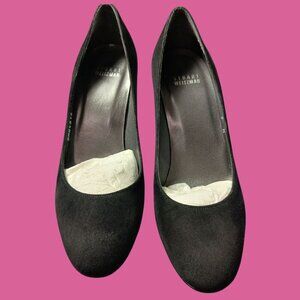 Stuart Weitzman  Suede Cageswoon Heels Round Toe Classic Womens Pumps Black 7.0M